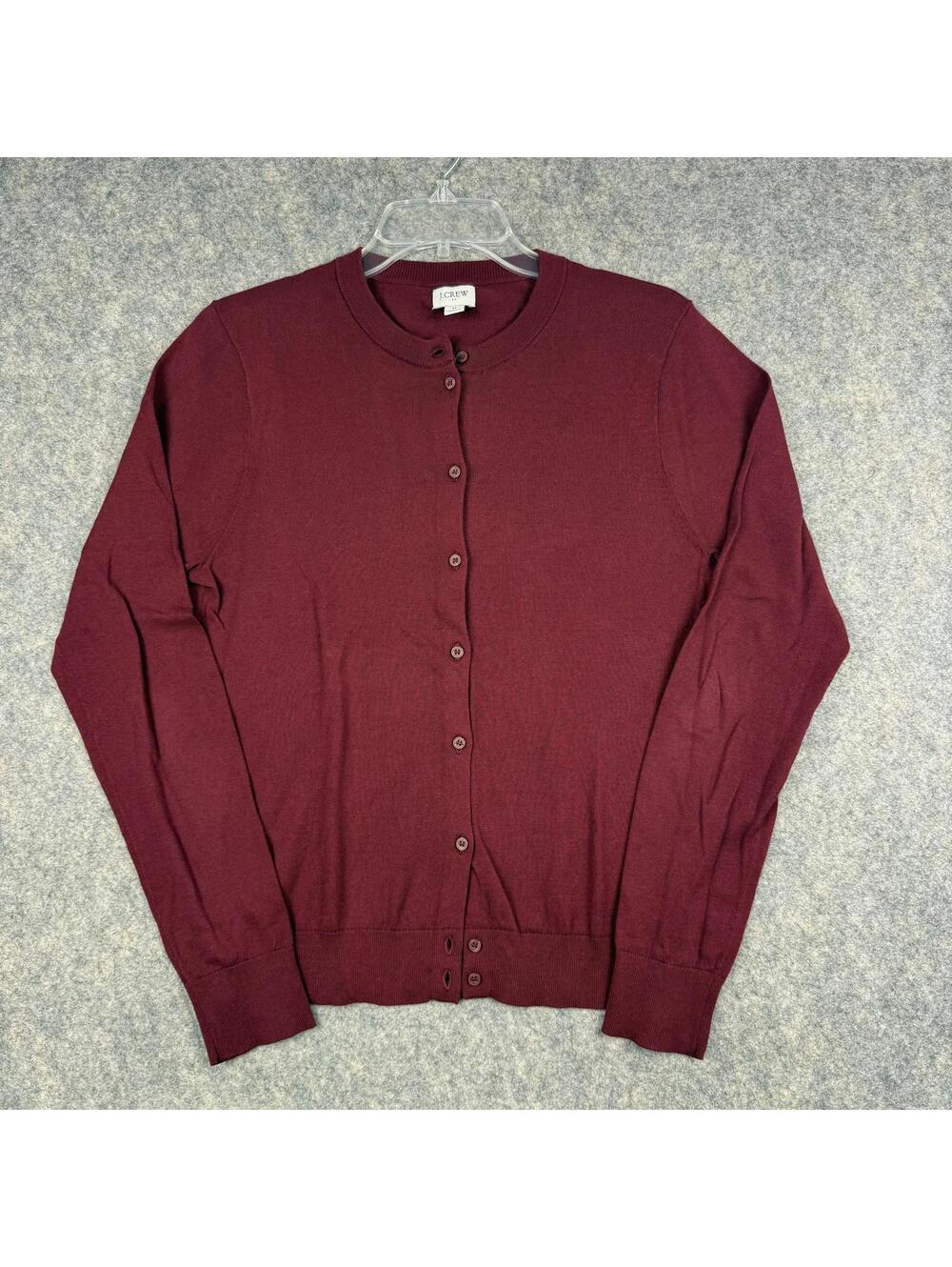J. Crew Women’s Lightweight Button Up Cardigan Sweater Burgundy Medium 935